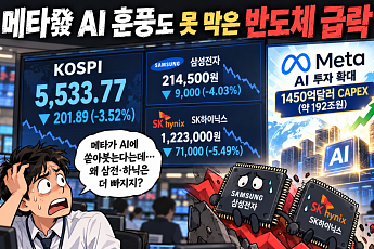 메타發 AI 훈풍도 못 막은 반도체 급락…코스피 'W자 반등론' 시험대