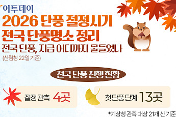 2026 단풍 절정시기·전국 단풍명소 정리 [그래픽 스토리]