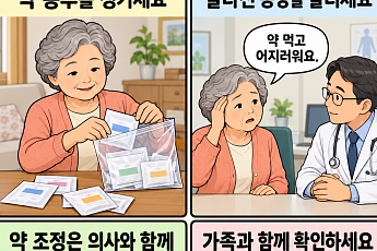 [만화로 보는 시니어 뉴스] 먹는 약이 많다면? 약 봉투부터 챙기세요