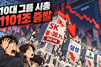 10대 그룹 시총 1100조 증발…SK 30%·삼성 24% 급감