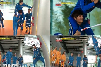 '런닝맨' 상속자들 최진혁-김우빈, 허당형제 등극…뚫어뻥으로 큰 웃음 '폭소'
