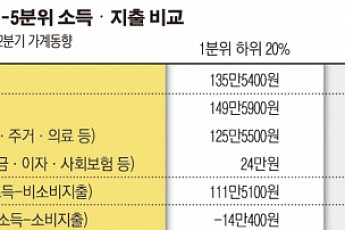 소득하위 20% 가구 매월 14만원 빚내 생활