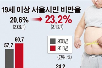 [데이터뉴스] 서울시민 비만율 2008년 20.6%→2013년 23.2%