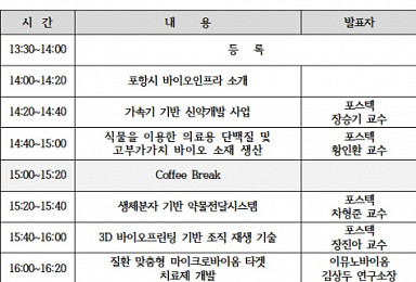 포스텍 바이오 유망기술 설명회 29일 개최