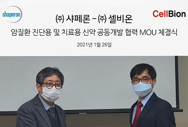 샤페론, 셀비온과 항암제∙암진단 공동개발 MOU