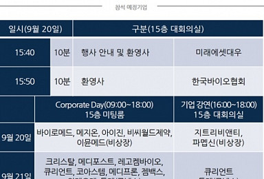 바이오기업간 파트너십 위한 행사 20~21일 열린다