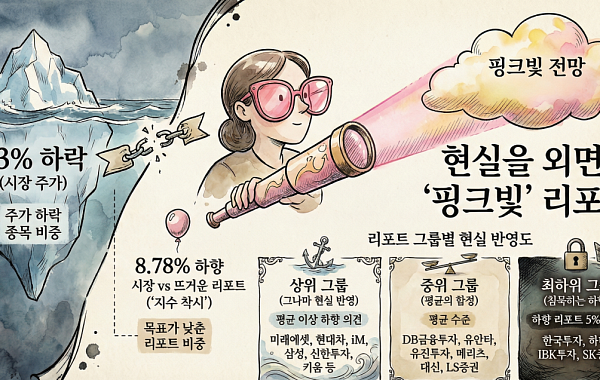 증권사 리포트는 늘 ‘목표가 상향’⋯하락 종목 43%인데 하향 의견은 8% 그쳐