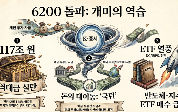 6200 재돌파 동력은 예금ㆍ부동산ㆍ퇴직연금⋯‘K증시’로 향하는 개미 자금