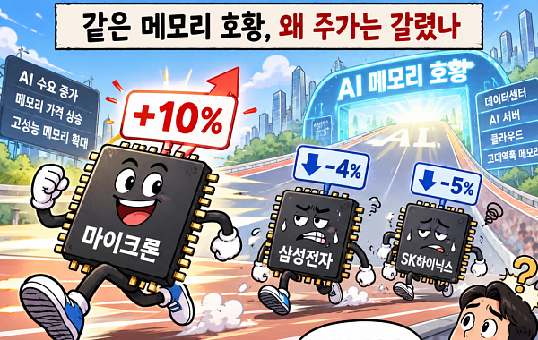 마이크론은 10% 뛰는데 삼전·하닉은 뒷걸음…메모리 호황 속 ‘엇갈린 성적표’