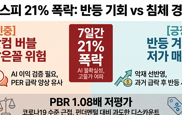 코스피 7일간 21% 폭락…공포 매수할까 장기 침체일까