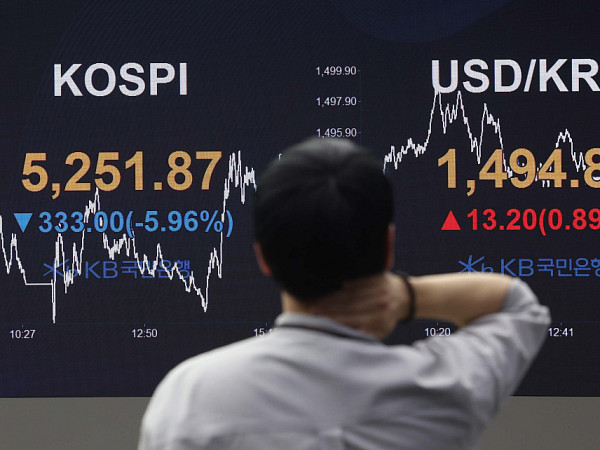 국제유가 급등에 코스피 5% 급락 [포토로그]