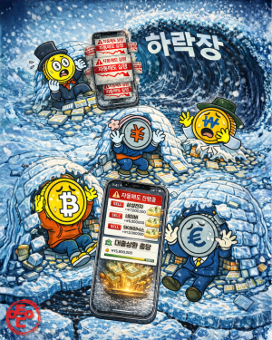 멈출 수 없는 매도 [AI 코인패밀리 만평]