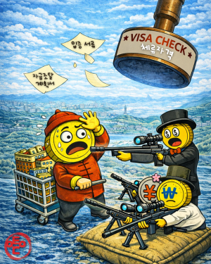 외국인 투기 '정조준' [AI 코인패밀리 만평]