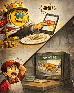 [AI 코인패밀리 만평] 뻔뻔한 식사