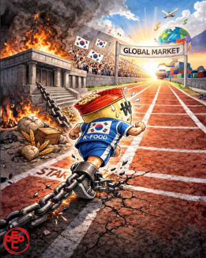 [AI 코인패밀리 만평] 족쇄에 묶인 K푸드 대표주자