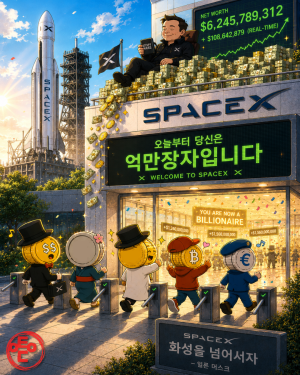 [AI 코인패밀리 만평] 출근했더니 억만장자?