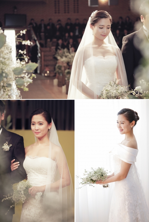 南相美的婚礼照公开,优雅的婚纱姿态 微笑"虽然朴素,但是很幸福"()