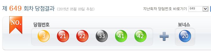 로또 649회 당첨번호, 1등 당첨자 5명...당첨금은?