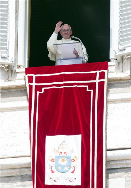 ▲6일(현지시간) 로마 바티칸 성 베드로 광장에서 프란치스코 교황이 미사를 진행하고 있다. (사진=AP/뉴시스)