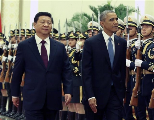 ▲지난해 11월12일 중국 베이징을 방문한 버락 오바마(오른쪽) 미국 대통령과 시진핑 중국 국가주석. (사진=신화/뉴시스)