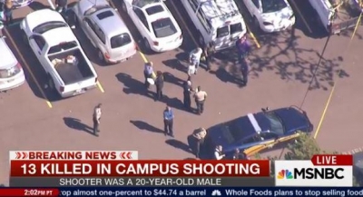 ▲1일(현지시간) 미국 오리건주 한 대학에서 총격사건이 발생해 13명이 사망했다. 출처=NBC뉴스