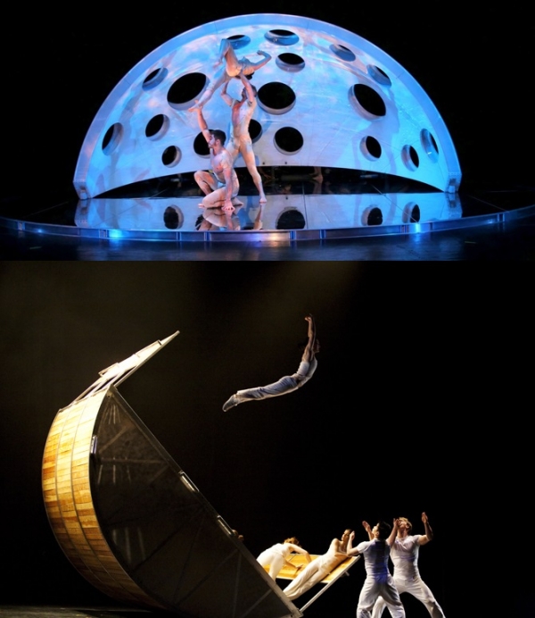 ▲현대무용팀 '디아볼로'가 몸으로 우주를 표현하는 듯한 플루이드 인피니티즈 프로그램을 선보이고 있다.(사진제공=ETM코리아)