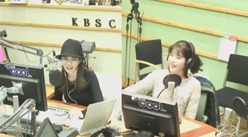 ▲유인나(왼), 아이유(출처=KBS Cool FM '볼륨을 높여요' 보이는 라디오 캡처)