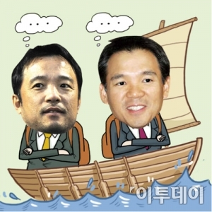 ▲김택진(좌측) 대표와 김정주 대표