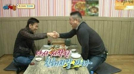 ▲김병지(왼), 강호동(사진=KBS 2TV '우리동네 예체능'방송캡처)