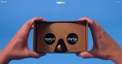 ▲뉴욕타임스 가상현실(VR) 홈페이지 모습. 구독자에 동영상 형태로 VR 안경 사용법을 알려주고 있다. 