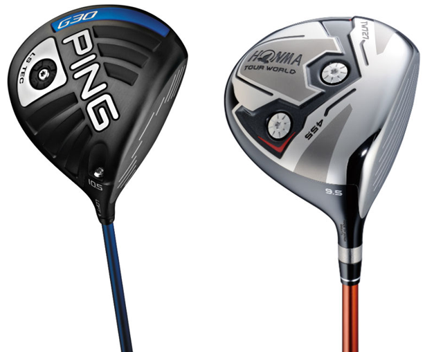 ▲올해 화제의 클럽 핑 G30 드라이버(왼쪽)와 혼마 TW 727 드라이버. 