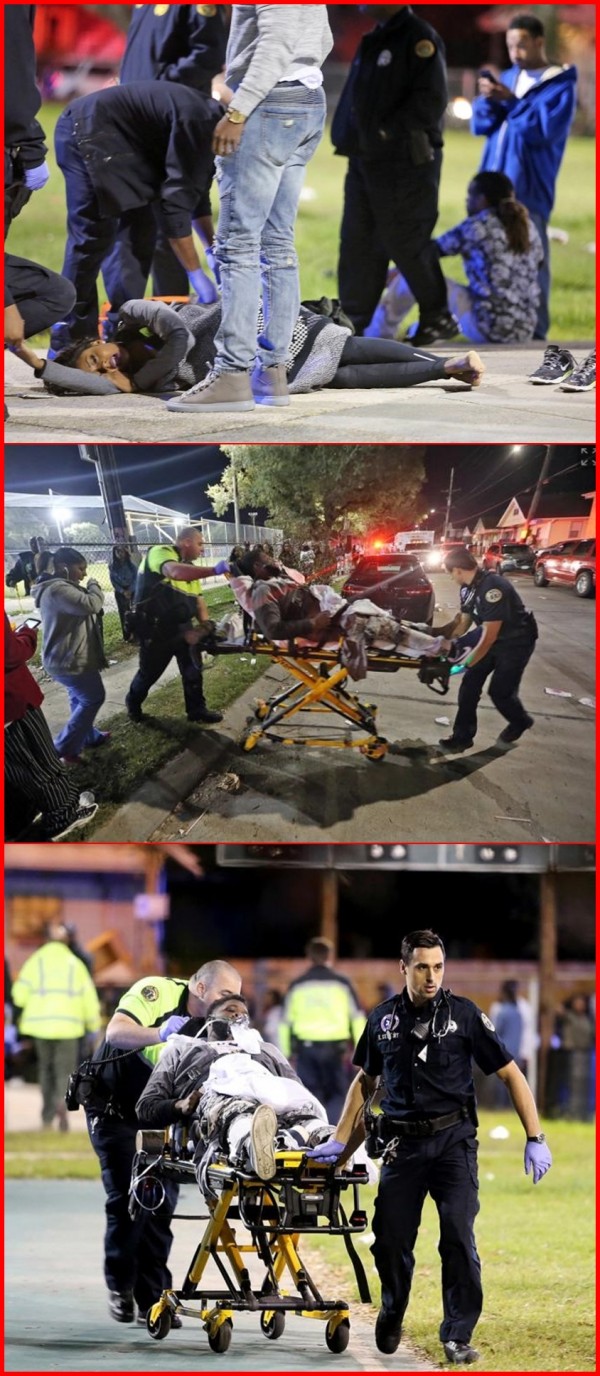 ▲22일(현지시간) 미국 뉴올리언스의 한 공원에서 퍼레이드 행사 도중 총기난사 사건이 발생했다. 이 사고로 인해 16명이 병원에 후송된 것으로 전해졌다. (출처=AP통신)