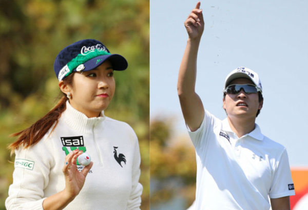 ▲이보미(왼쪽)와 김경태가 일본 남녀 프로골프 동반 상금왕에 올랐다. (르꼬끄 골프, KPGA)