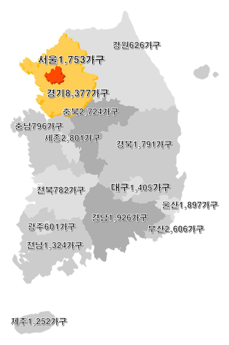 ▲이달 지역별 입주물량 (사진=부동산114)