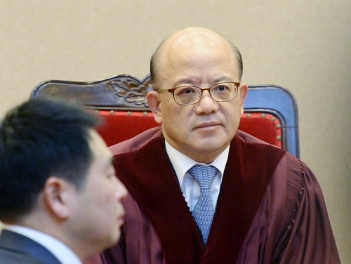(10일 열린 공개변론에 참여한 박한철 헌법재판소장. 사진=뉴시스)