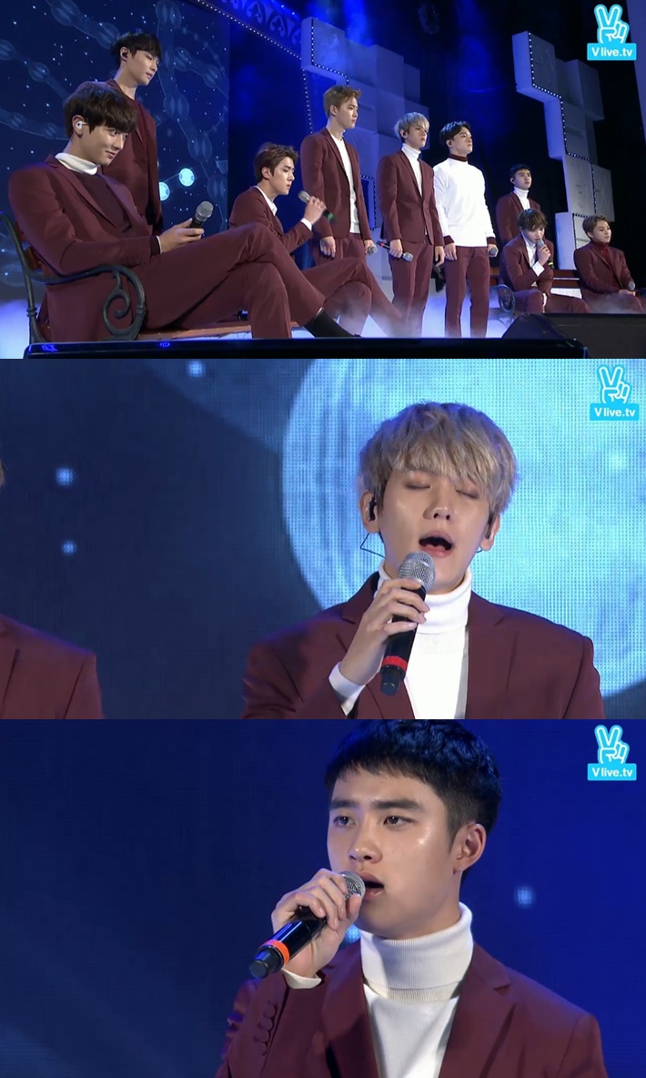 (출처=V앱 엑소 컴백 무대 방송 장면)