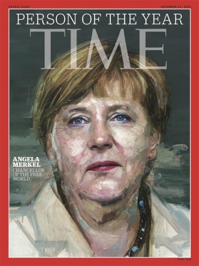 ▲미국 시사주간지 타임이 지난 9일 앙겔라 메르켈 독일 총리를 '올해의 인물'로 선정했다. 출처=AP뉴시스