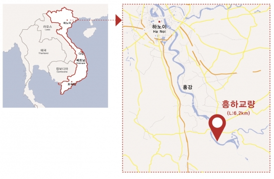 ▲베트남 ‘흥하교량건설사업’ 위치도(사진=현대산업개발)