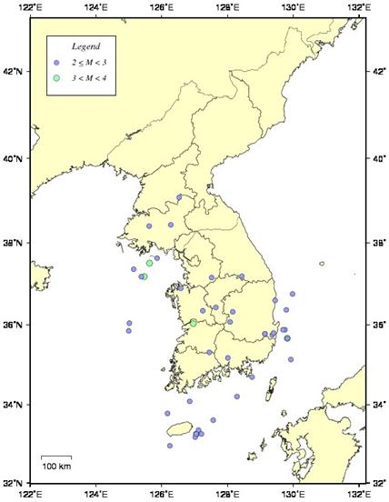 ▲2015년 국내 지진 발생 현황(사진=기상청)