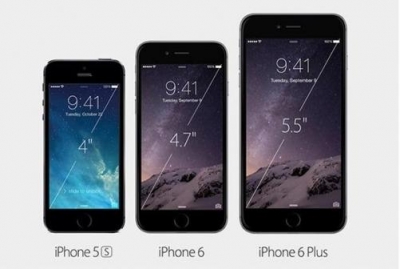 ▲(왼쪽부터) 아이폰5S, 아이폰6와 아이폰6플러스. 사진=애플