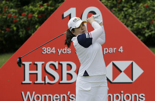 ▲박인비가 LPGA 투어 HSBC 위민스 챔피언스 1라운드에서 공동 3위에 올랐다. (AP뉴시스)