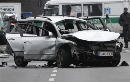 ▲독일 베를린 시내 도로에서 15일(현지시간) 차량 폭발이 일어났다. 사진=AP뉴시스