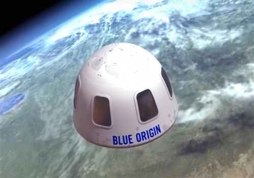 ▲아마존의 제프 베조스 최고경영자(CEO)가 설립한 블루오리진의 우주여행 캡슐 구상도. 출처=AP뉴시스 