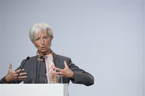 ▲크리스틴 라가르드 국제통화기금(IMF) 총재가 5일(현지시간) 독일 프랑크푸르트 괴테대에서 강연하고 있다. 블룸버그 