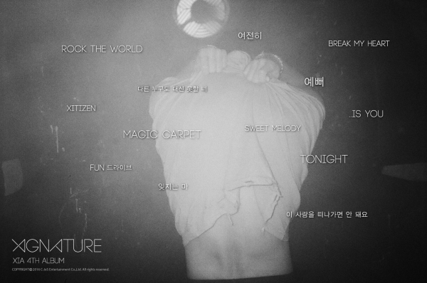 ▲김준수 정규 4집 'XIGNATURE' 트랙리스트(사진=씨제스엔터테인먼트)