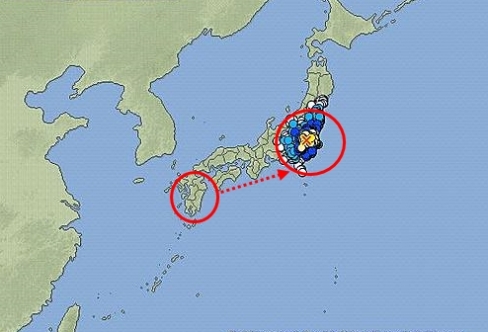▲일본 간토지역에 규모 5.6의 강진이 발생했다. 지난달 구마모토 지진에 이어 진앙지가 원전사태가 벌어진 후쿠시마 방향으로 동북진했다. 그러나 진원지는 오히려 더 깊어져 큰 피해는 없는 것으로 전해진다. (출처=일본 기상청 홈페이지)