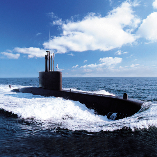 ▲대우조선해양이 건조해 대한민국 해군에 인도한 209급 잠수함 사진. 사진=대우조선 제공.
