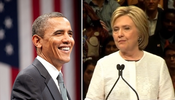 ▲힐러리 클린턴(오른쪽) 전 장관이 미국 민주당 대선후보가 됐음을 선언했다. 오바마 대통령은 힐러리에게 직접 전화를 걸어 축하 메시지를 전한 것으로 알려졌다. (출처=버락 오바마 / 힐러리 클린턴 페이스북)