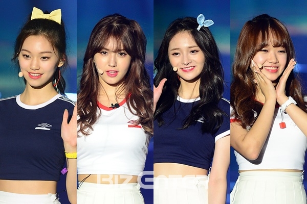 ▲아이오아이 7인조 유닛에 포함된 김도연 전소미 주결경 최유정(왼쪽부터)(사진=윤예진 기자(yoooon@))