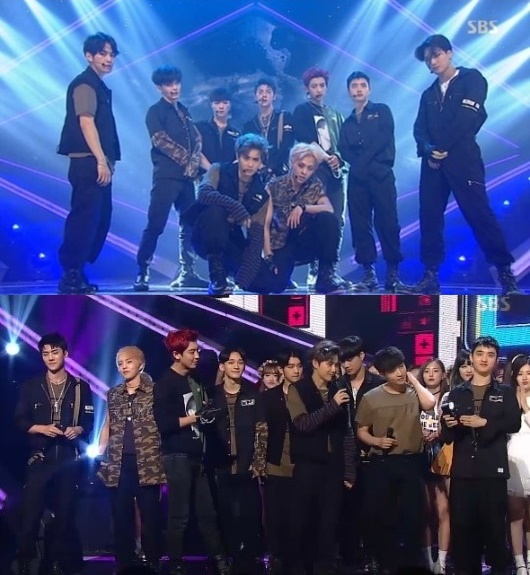 ▲'인기가요' 엑소(사진=SBS)